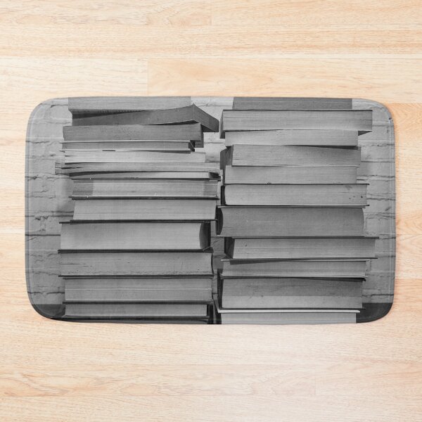 Item preview, Black and white image of some books stacked on a shelf designed and sold by brambillasimone.