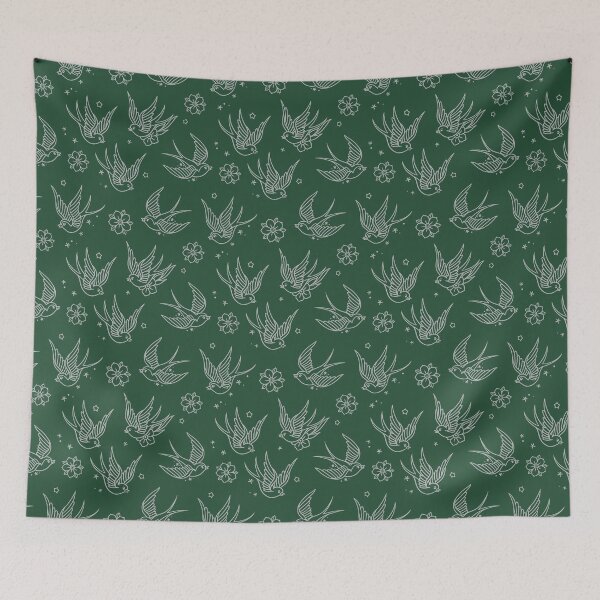 Item preview, Sparrows and Flowers Eden Green designed and sold by SevenRelics.