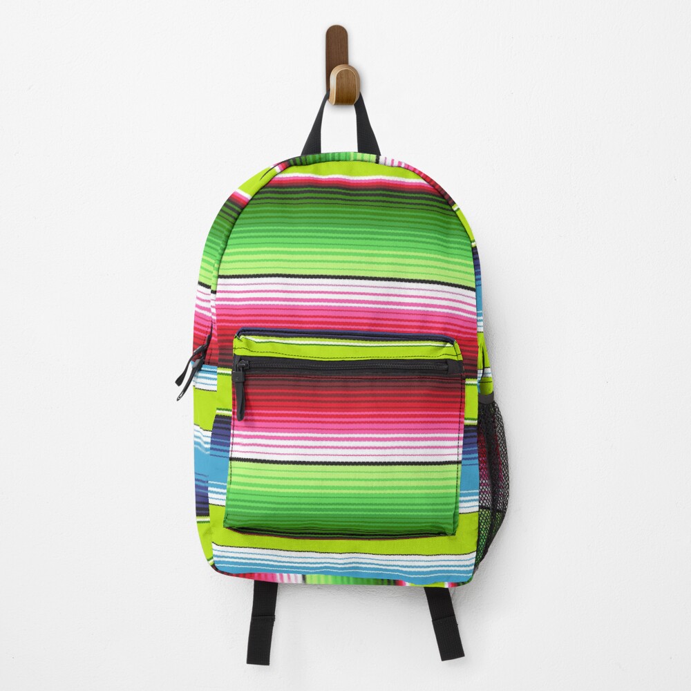 "Lime Green Mexican Serape Blanket Stripes" Backpack for Sale by
