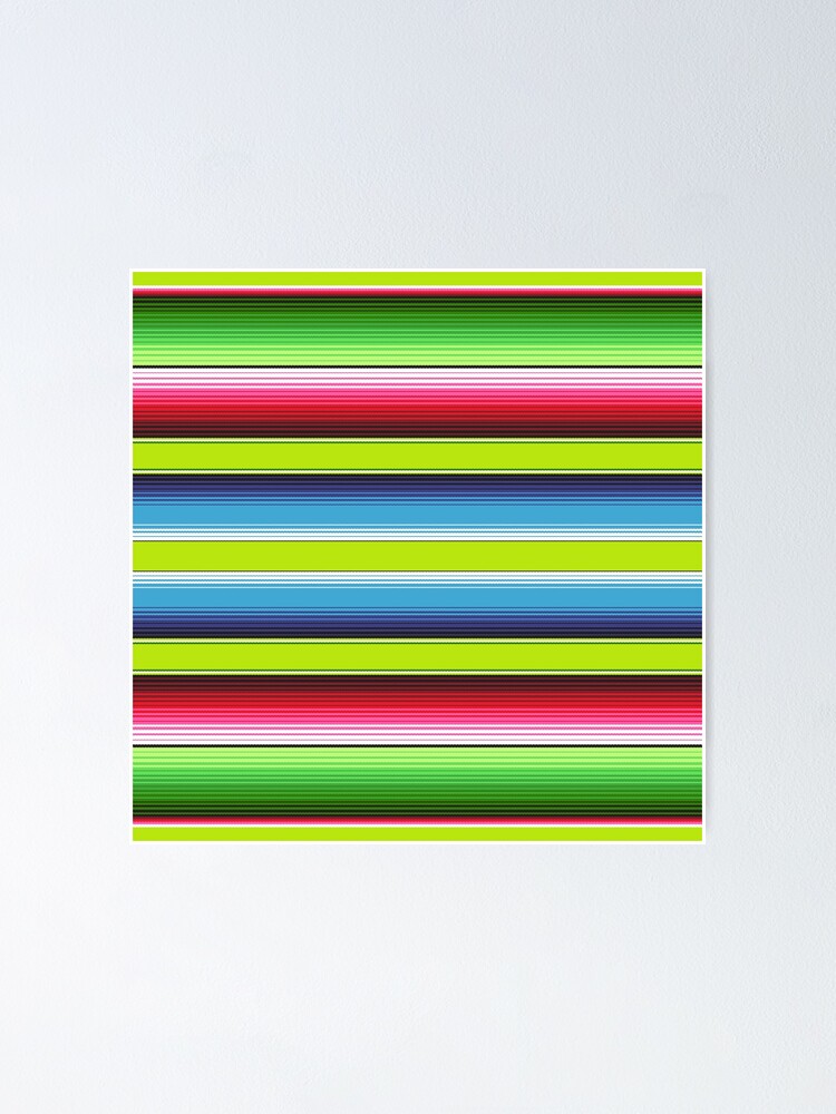 "Lime Green Mexican Serape Blanket Stripes" Poster by Artefficient