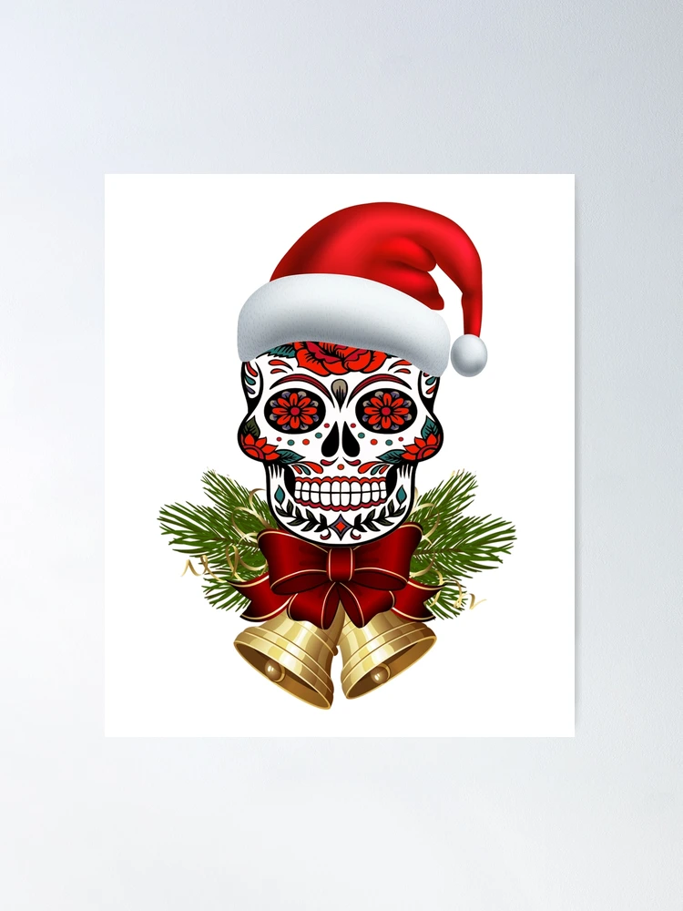 Skull in a Christmas Hat Straw Topper Graphic by