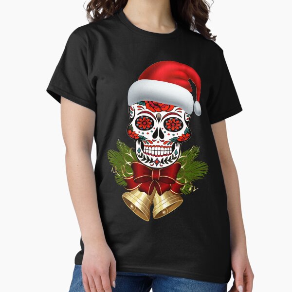 Item preview, Christmas Santa Hat Day Of The Dead Sugar Skull designed and sold by Atteestude.