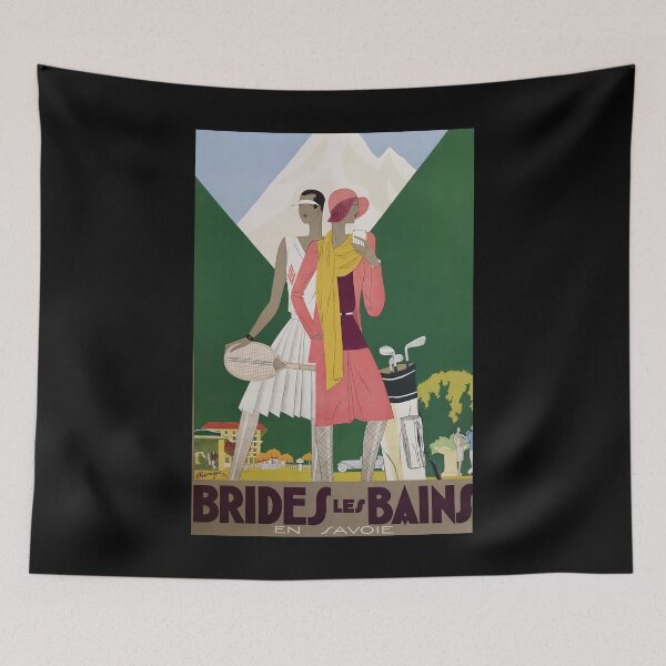 Item preview, Brides les Bains retro poster designed and sold by CorasPosters.
