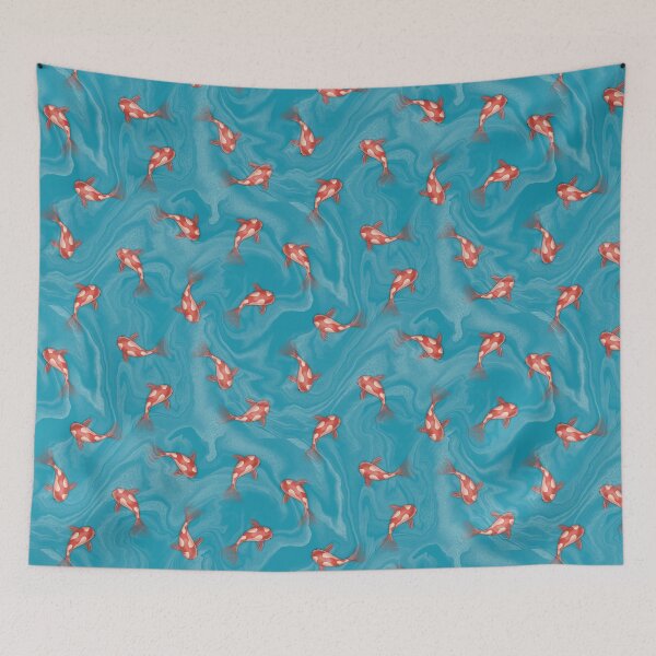 Item preview, Koi pond teal designed and sold by pixiepatterns.
