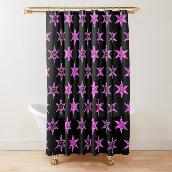 étoile fleur rose design fond noir Rideau de douche