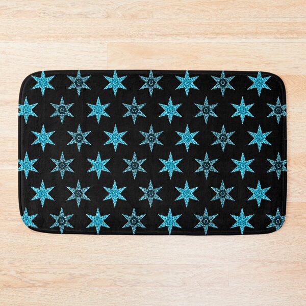 Item preview, star blue flower design black background designed and sold by Stéphane  Thirion.