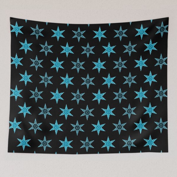 Item preview, star blue flower design black background designed and sold by Stéphane  Thirion.