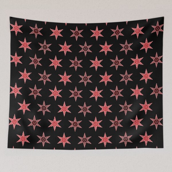 Item preview, star red flower design black background designed and sold by Stéphane  Thirion.