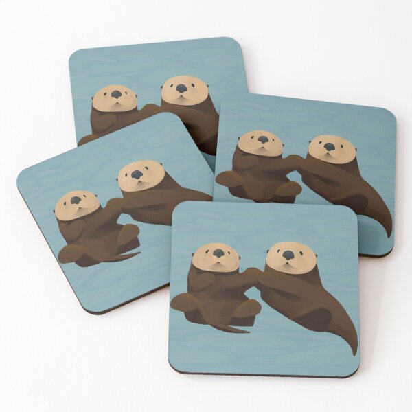Item preview, Sweet Sea Otters holding hands (with complete background) designed and sold by Sage8.