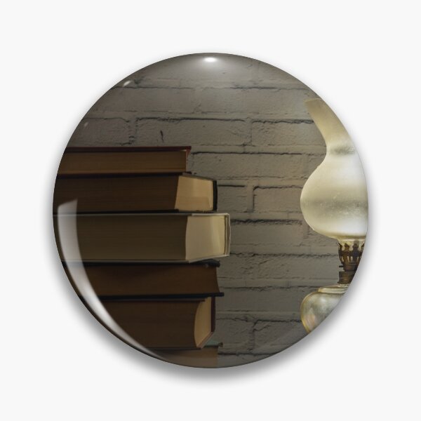 Item preview, The light of an oil lamp illuminates books placed on a dark wooden surface designed and sold by brambillasimone.
