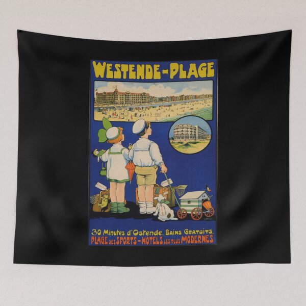 Item preview, Westende Plage retro poster designed and sold by CorasPosters.
