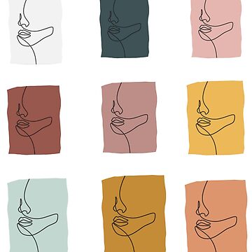 Artwork thumbnail, Colorful Faces Abstract Line Art Drawing by Dollfacedesign