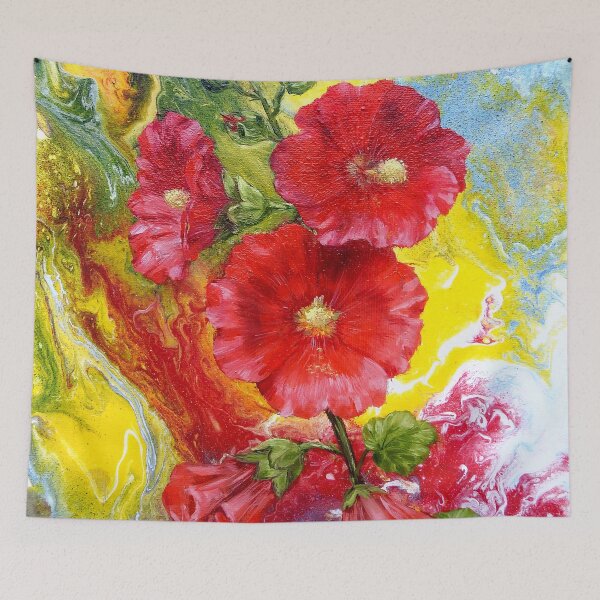 Item preview, RED HOLLYHOCK ABSTRACT FLOWER designed and sold by tretyak.