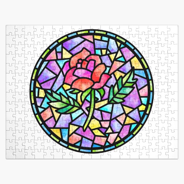 Stained Glass Flower Jigsaw Puzzles Redbubble