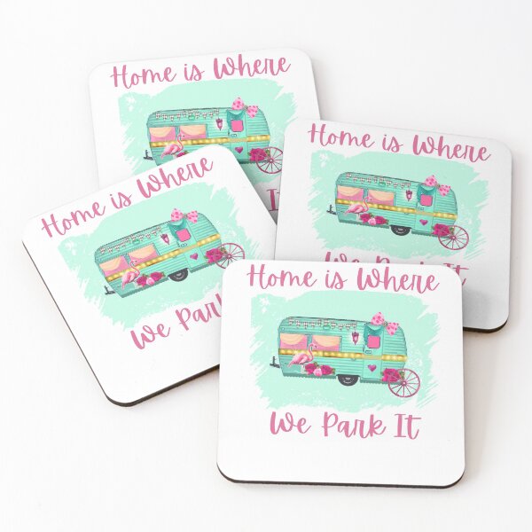 Item preview, Retro Turquoise Vintage Camper Home is Where We Park It designed and sold by FazCreations.