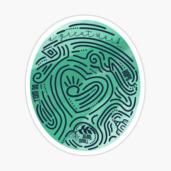 A Great Work-Green Marble Thumbprint Sticker