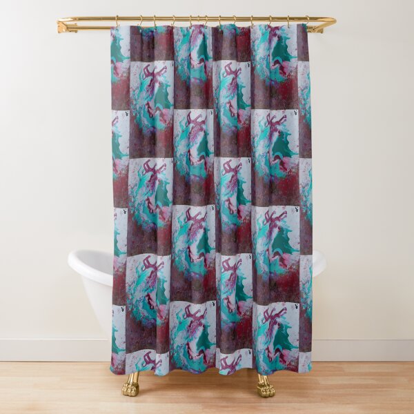 Red Green Pour Art Shower Curtain
