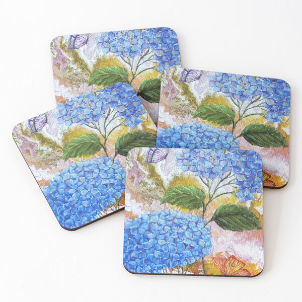 Item preview, BLUE HYDRANGEAS WITH BUTTERFLIES designed and sold by tretyak.