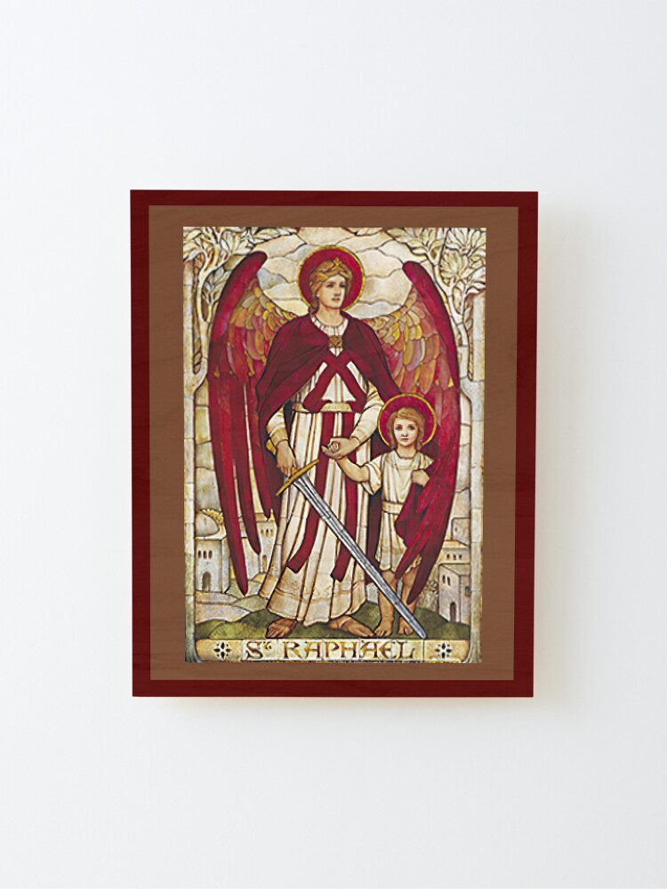 Alternate view of St Raphael Rafael Angel Catholic Saint Archangel Mounted Print