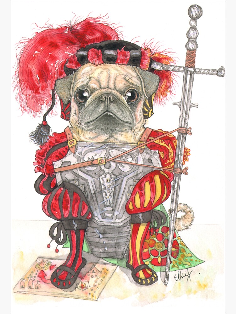 Thumbnail 3 of 3, Sticker, Battle Pug designed and sold by ElliaDesigns.