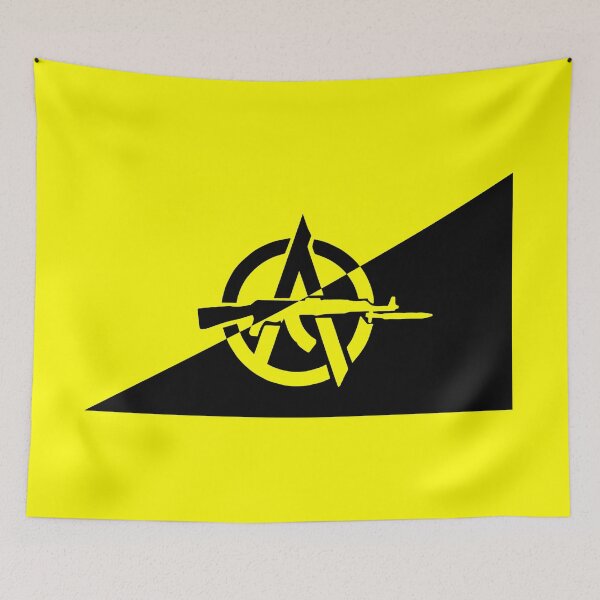 Item preview, Anarcho Capitalist Flag With AK 47 designed and sold by N0ISEZESTYdsgn.