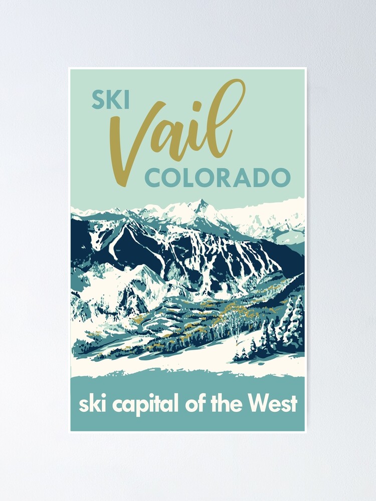 Poster Light Blue Ski Vail Colorado Cartel Vintage De Roedercraft Redbubble