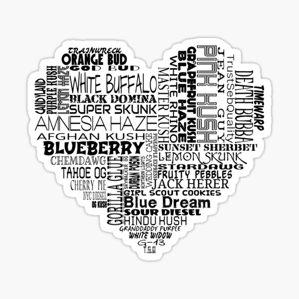 "Heart Cannabis Strains - T.S.Q" Sticker for Sale by TrustSebQuality ...