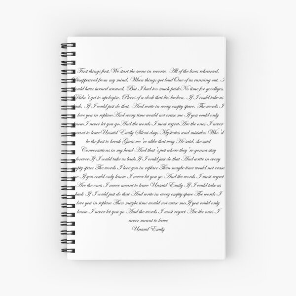 Aperçu de l'œuvre Paroles de Unsaid Emily créée et vendue par hannahsshop.