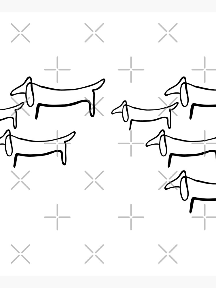 Pablo Picasso Line Art Wild Wiener Dog Dachshund Pattern Artwork Sketch black and white Hand Drawn ink Silhouette HD High Quality by iresist