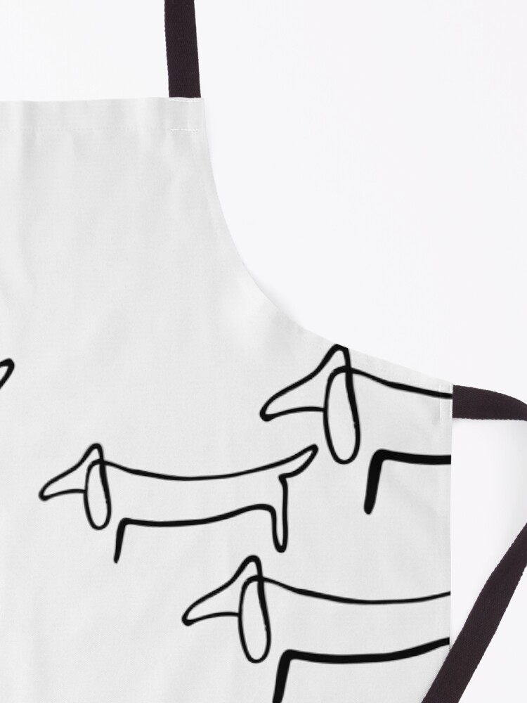 Alternate view of Pablo Picasso Line Art Wild Wiener Dog Dachshund Pattern Artwork Sketch black and white Hand Drawn ink Silhouette HD High Quality Apron