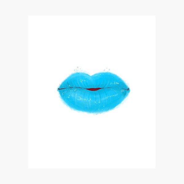 Item preview, Sky Blue Cute Thick Lips Watercolor Painting designed and sold by javes93.