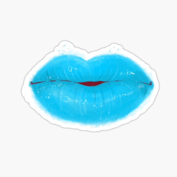 Item preview, Sky Blue Cute Thick Lips Watercolor Painting designed and sold by javes93.