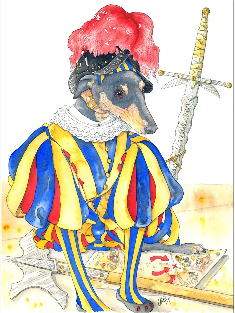 Thumbnail 3 of 3, Sticker, Swiss Guard Sighthound designed and sold by ElliaDesigns.
