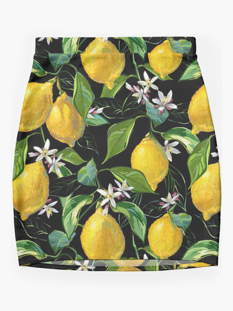 Disover Fresh Lemons Black Mini Skirt