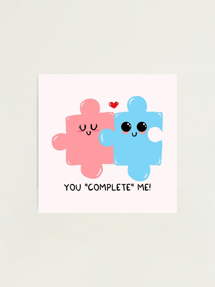 You Complete Me Metallic Puzzle Pieces Card