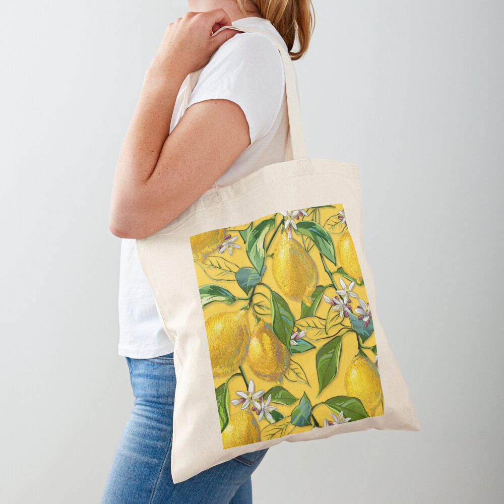 BEAUTIFUL FRESH YELLOW LEMONS ADORN THIS HANDY BAG Tote Bag