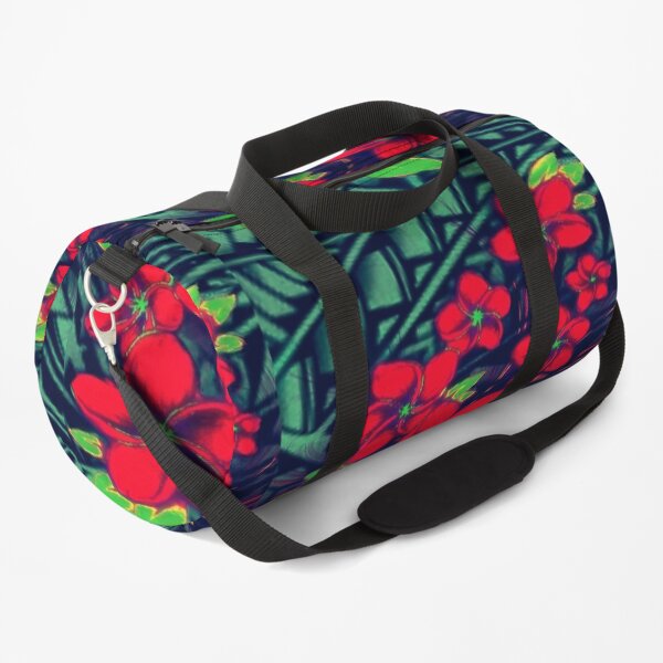 Tribal Red Plumeria Duffle Bag