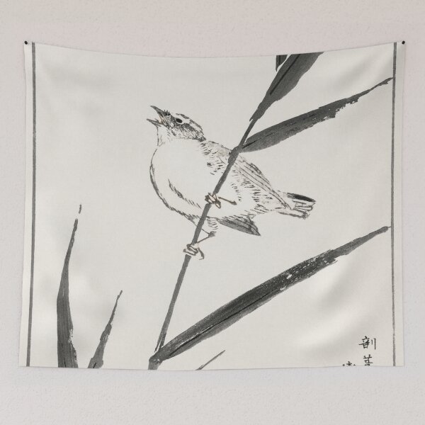 Item preview, reed bunting and reed illustration 42664062564 designed and sold by Bird-Lore.