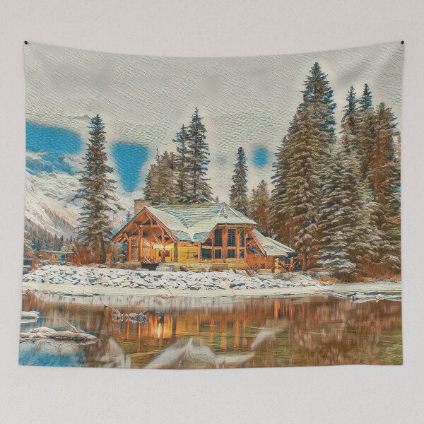Item preview, Winter Lakeside House Road Trip Getaway designed and sold by Galathi Designs.