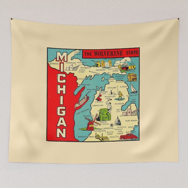 Item preview, Vintage Michigan Map designed and sold by fearcity.