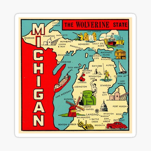 Item preview, Vintage Michigan Map designed and sold by fearcity.