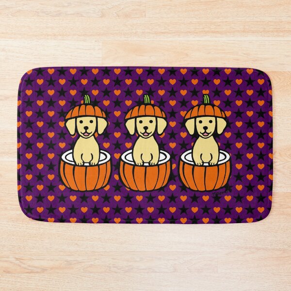 Item preview, Halloween Yellow Labrador Puppies Pumpkins designed and sold by HappyLabradors.