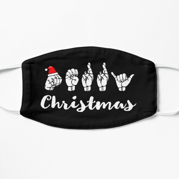 Merry Christmas Santa Hat American Sign Language ASL Xmas Design Mask