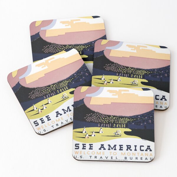 Item preview, SEE AMERICA Welcome to Montana US Travel Bureau WPA Art designed and sold by retroposters.