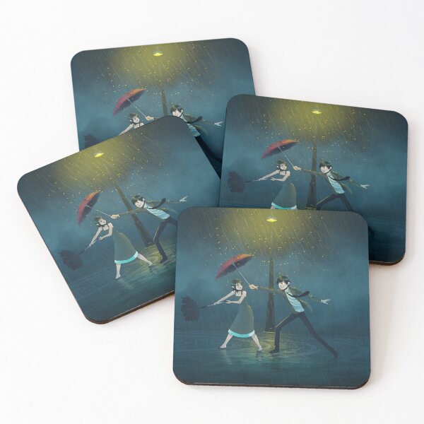 That Guy with an Umbrella Illustration Coasters (Set of 4)