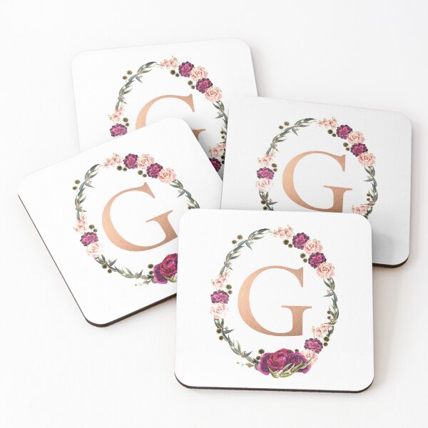 Item preview, Floral Gold Monogram ‘G’  designed and sold by PAPERPLAN.