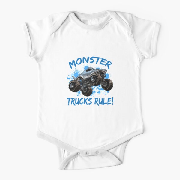 Monster Trucks Rule I love Monster Trucks Monster Truck Gift Short Sleeve Baby One-Piece