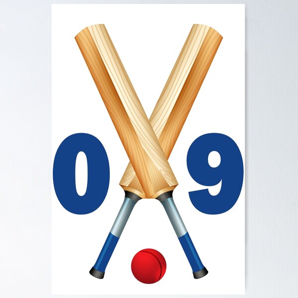 Item preview, Cricket number 09 - nine with bats and ball designed and sold by AllShirts21.