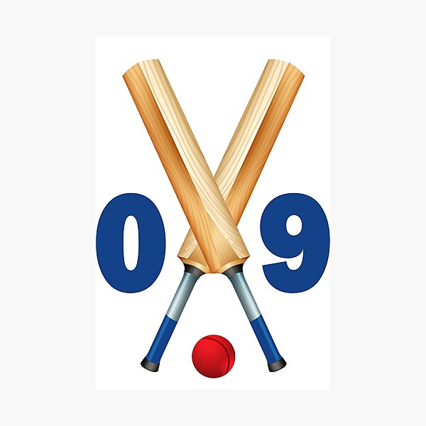 Item preview, Cricket number 09 - nine with bats and ball designed and sold by AllShirts21.