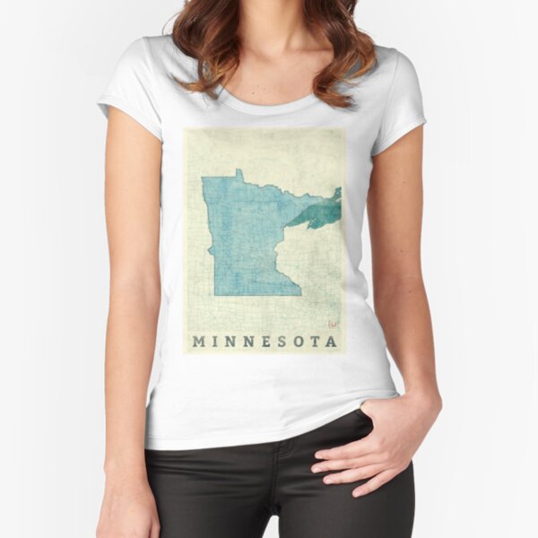 Minnesota State Map Blue Vintage Fitted Scoop T-Shirt
